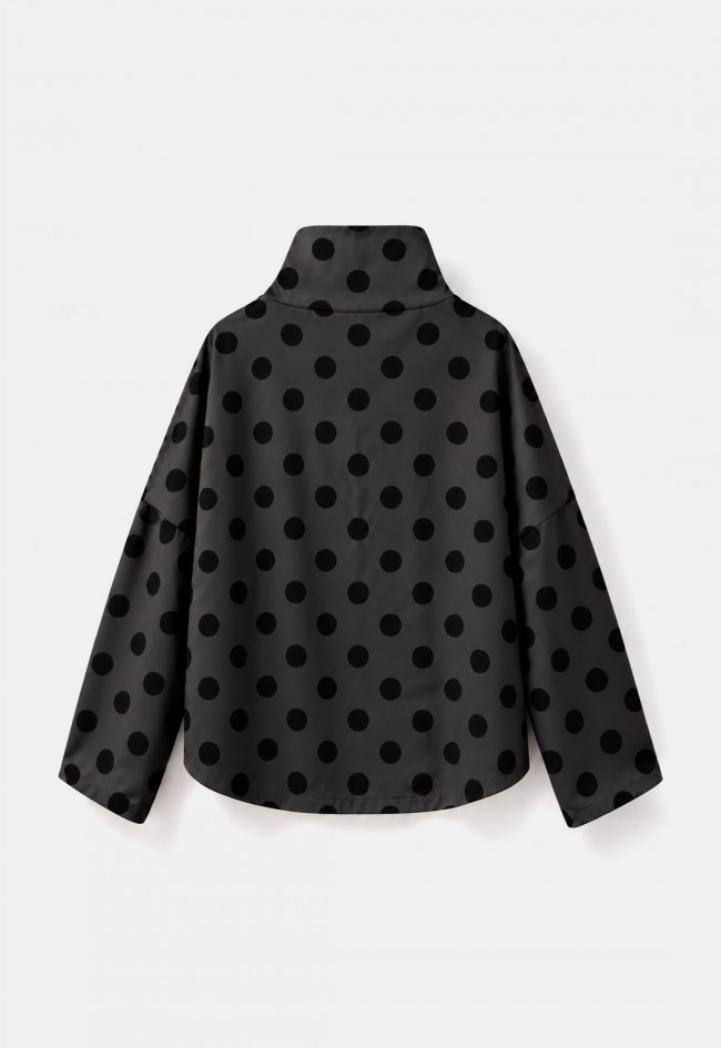 Chaqueta negra de mujer 158C 56431 con estampado de lunares, diseño original y actual