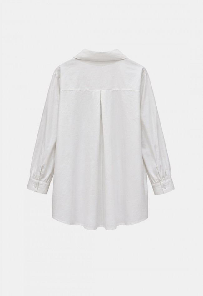Camisa blanca de mujer VINTAGE 3055 con volante, estilo elegante y original