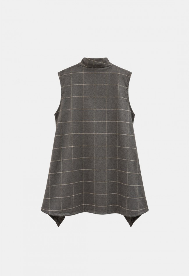 Chaleco gris de mujer 158C 57293 de cuadros, elegancia contemporánea con estilo original