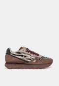 Zapatilla deportiva de mujer Monoway Rider 128901A-W de piel con animal print, estilo retro en tendencia