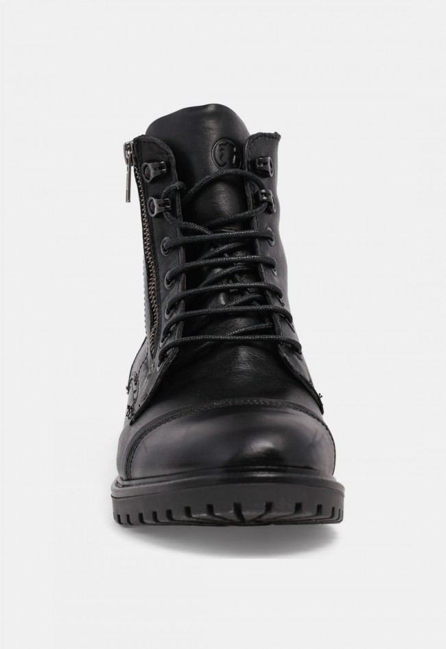 Bota de hombre Coronel Tapioca C2401-11 de piel negra con cordones y cremallera, estilo urbano con carácter