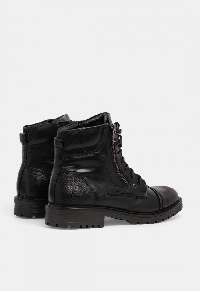 Bota de hombre Coronel Tapioca C2401-11 de piel negra con cordones y cremallera, estilo urbano con carácter