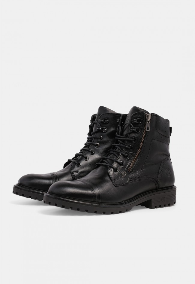Bota de hombre Coronel Tapioca C2401-11 de piel negra con cordones y cremallera, estilo urbano con carácter