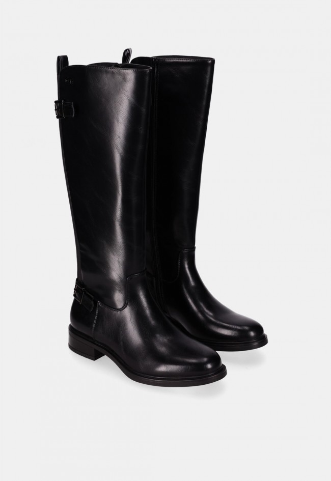 Bota alta CHIKA10 Begona 04 de mujer negra con tacón medio y hebillas | Elegancia para tus looks de invierno
