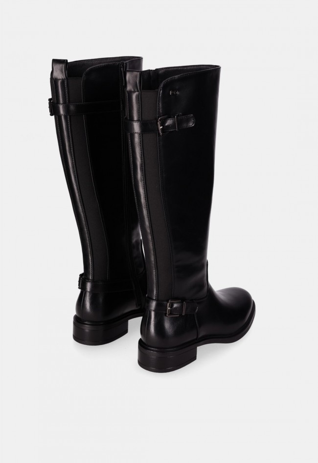 Bota alta CHIKA10 Begona 04 de mujer negra con tacón medio y hebillas | Elegancia para tus looks de invierno