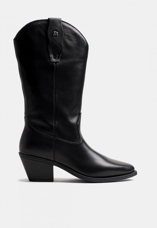 Bota cowboy Mustang Daphne de mujer en piel negra, estilo western para tus looks con carácter