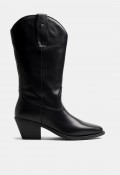 Bota cowboy Mustang Daphne de mujer en piel negra, estilo western para tus looks con carácter