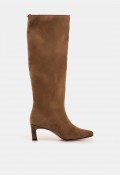 Bota alta Mustang Gala de mujer en piel marrón efecto coco | Elegancia con tacón embudo