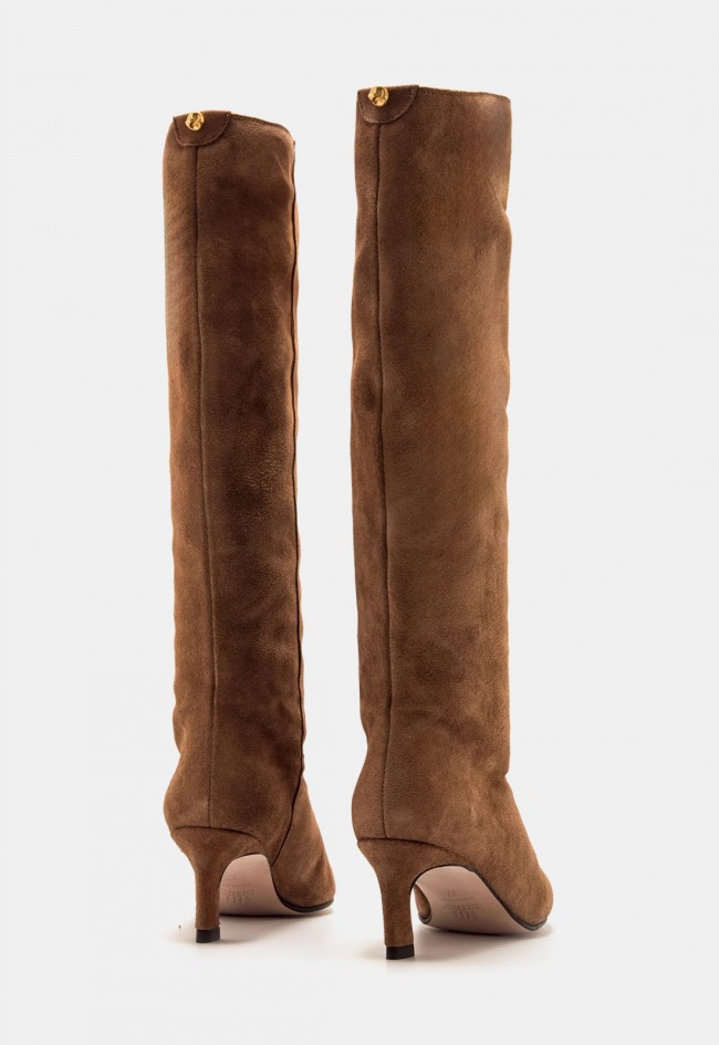 Bota alta Mustang Gala de mujer en piel marrón efecto coco | Elegancia con tacón embudo