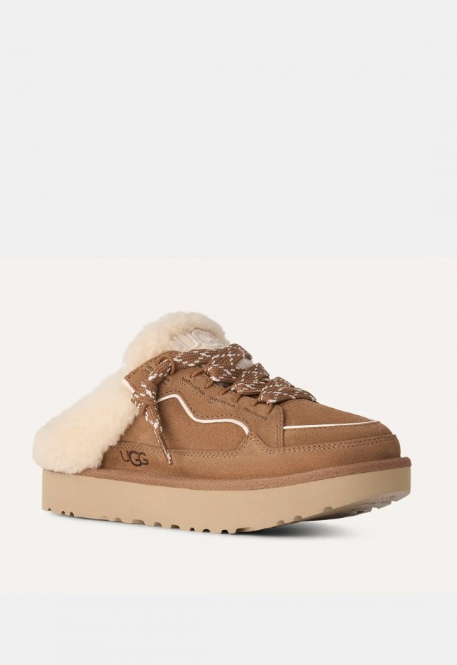 Zueco UGG Lowmel de mujer en ante marrón Chestnut | Comodidad mullida con estilo retro