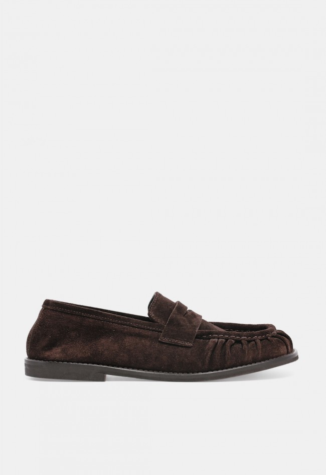 Mocasín fruncido GLO Kary de mujer en piel y serraje moka | Elegancia casual con carácter