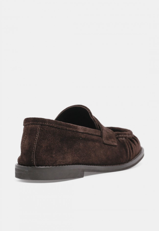 Mocasín fruncido GLO Kary de mujer en piel y serraje moka | Elegancia casual con carácter