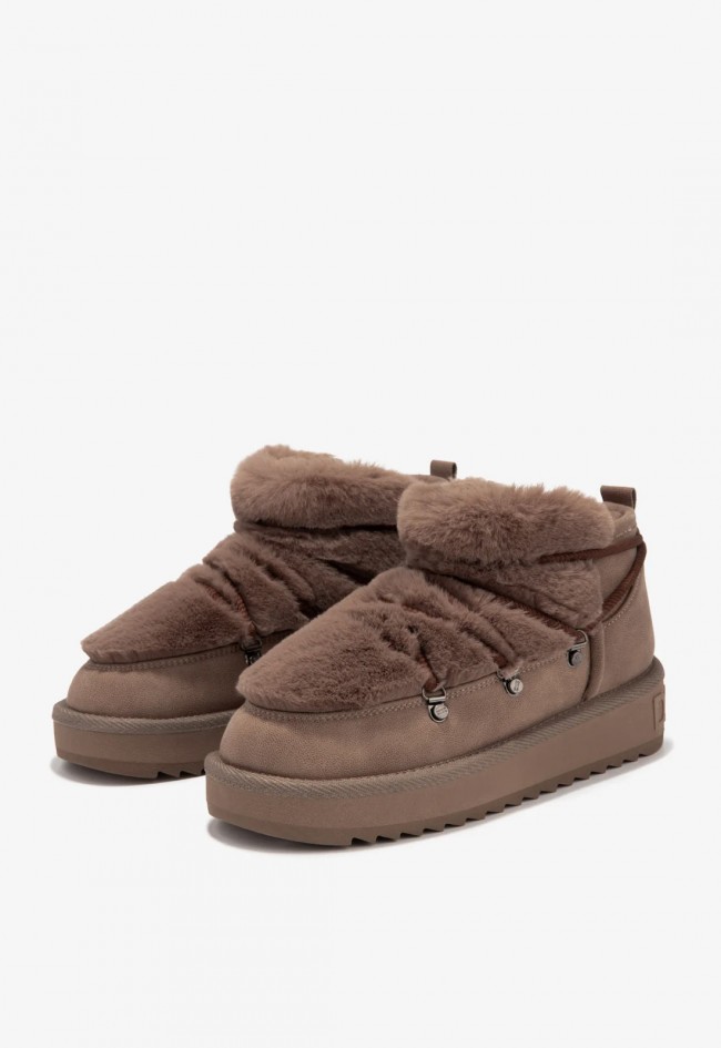 Bota australiana D. Franklin Nordic Trk Fur Low Brown de mujer | Calidez y estilo para el invierno