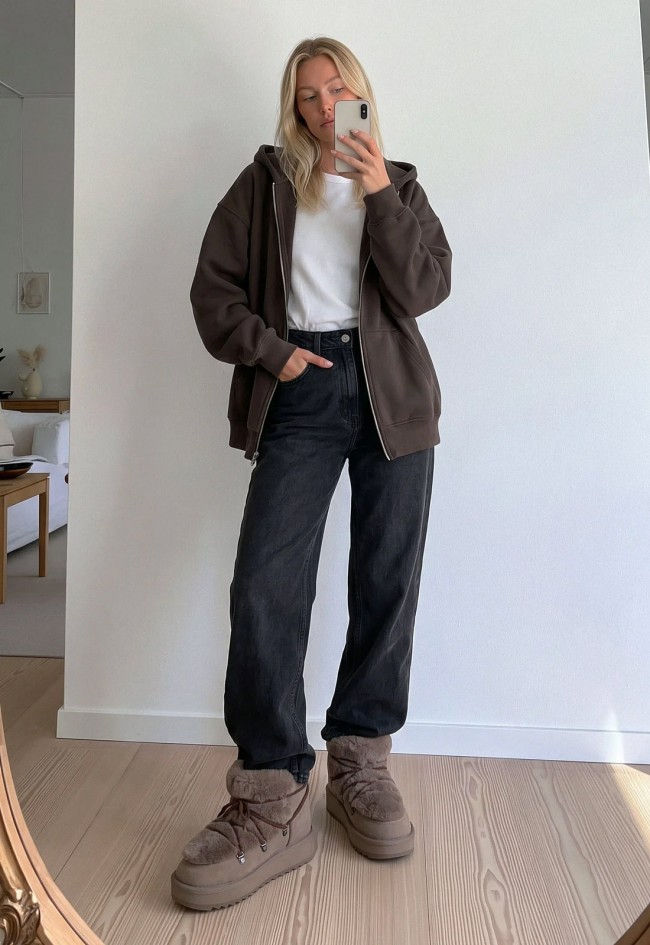 Bota australiana D. Franklin Nordic Trk Fur Low Brown de mujer | Calidez y estilo para el invierno