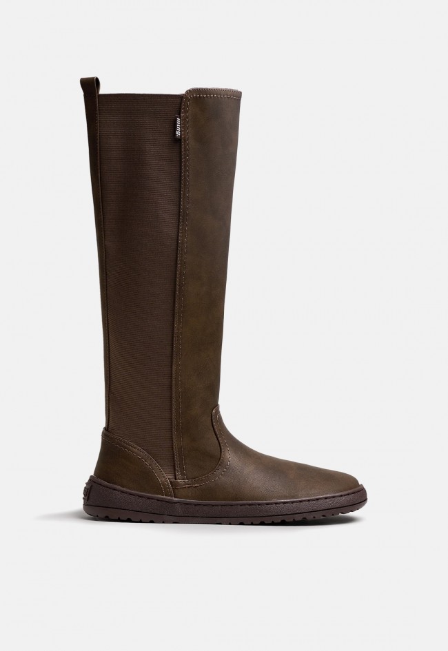 Bota barefoot alta Mustang Free Alask de mujer marrón moka | Camina con libertad natural