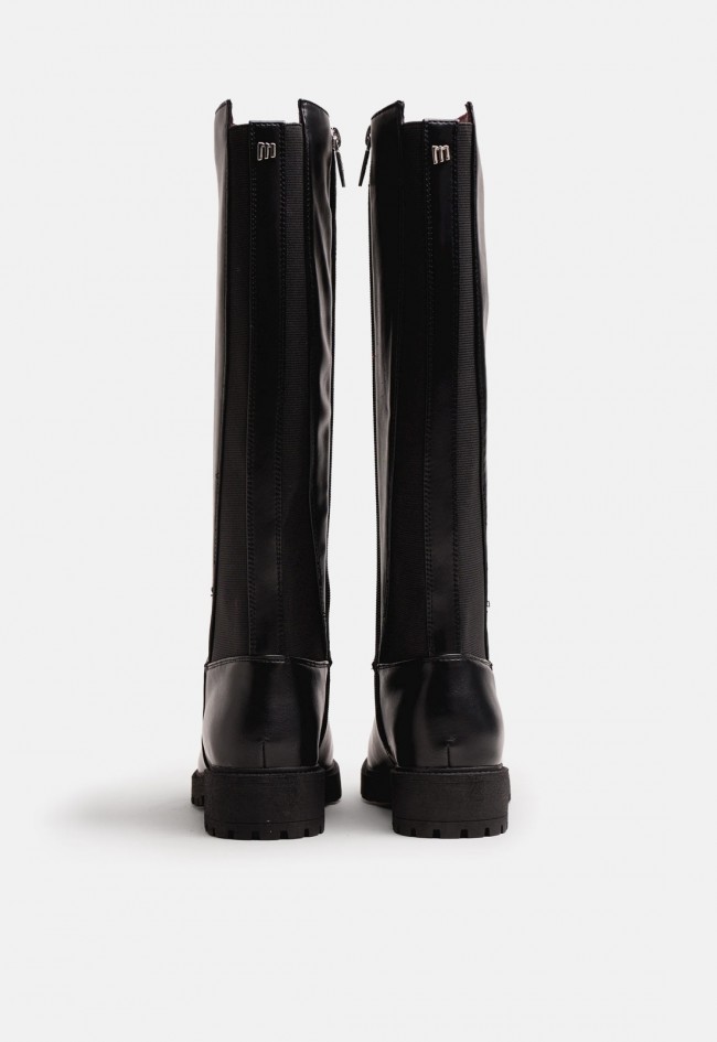 Bota alta Mustang Campa negra de mujer con tacón bajo | Un básico elegante para el invierno