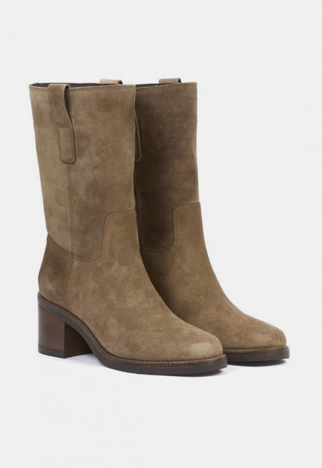 Bota Another Trend 5633 de piel y serraje tostada para mujer | Estilo western
