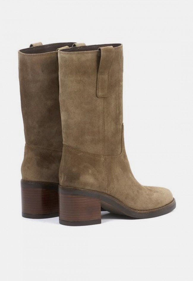 Bota Another Trend 5633 de piel y serraje tostada para mujer | Estilo western