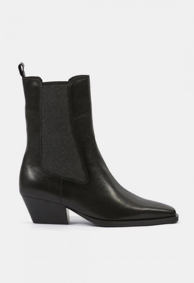 Botines Another Trend 5639 de piel negros para mujer | Tacón campero