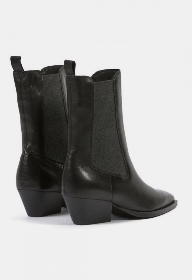 Botines Another Trend 5639 de piel negros para mujer | Tacón campero