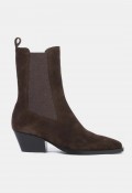 Botines Another Trend 5639 de piel serraje marrones para mujer | Tacón campero