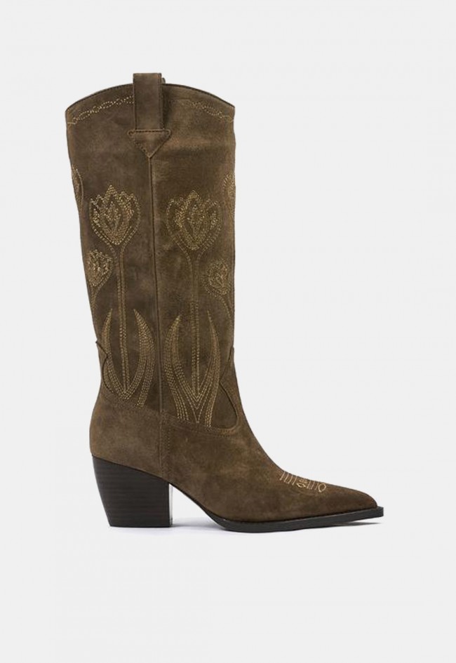 Botas cowboy Another Trend 5677 de piel y serraje tostadas | Estilo western