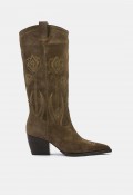 Botas cowboy Another Trend 5677 de piel y serraje tostadas | Estilo western