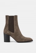 Botines de mujer Another Trend 5621 de piel y serraje tostados | Tacón y elásticos laterales