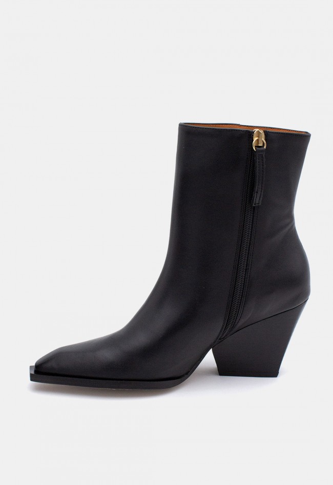Botines western de mujer Ángel Alarcón Mirette de piel negra | Tacón ancho