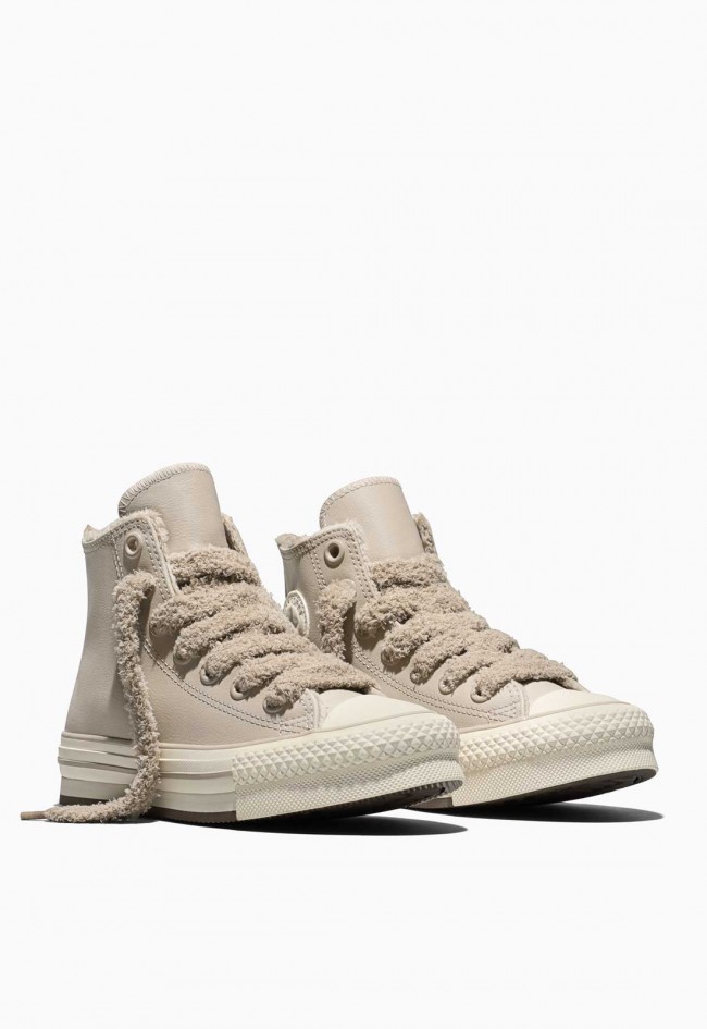 Zapatillas de mujer Converse Chuck Taylor All Star EVA Lift Platform Cozy Leather beige | Plataforma y forro cálido