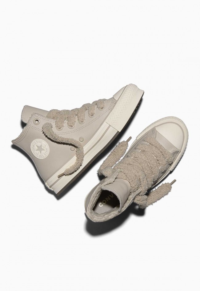 Zapatillas de mujer Converse Chuck Taylor All Star EVA Lift Platform Cozy Leather beige | Plataforma y forro cálido