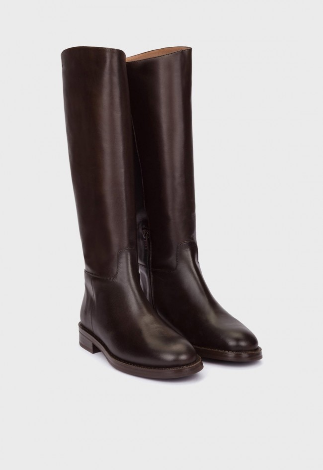 Botas altas de mujer Wonders Alzada 03 C-7703 moka | Piel lisa y MemoryGel