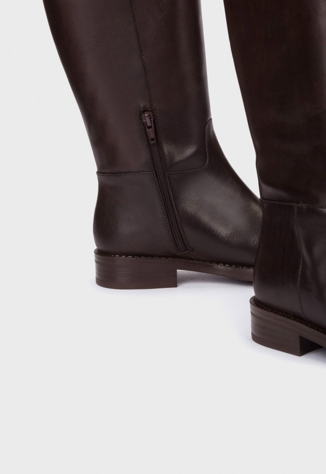 Botas altas de mujer Wonders Alzada 03 C-7703 moka | Piel lisa y MemoryGel