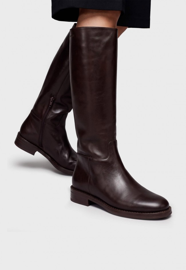 Botas altas de mujer Wonders Alzada 03 C-7703 moka | Piel lisa y MemoryGel