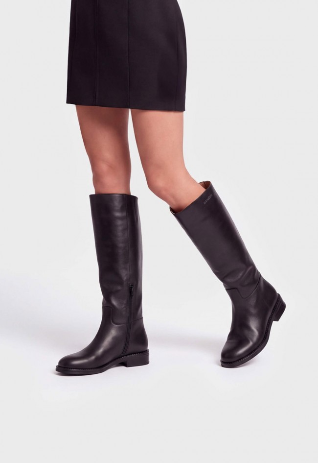 Botas altas de mujer Wonders Alzada 03 C-7703 negras | Piel lisa y MemoryGel