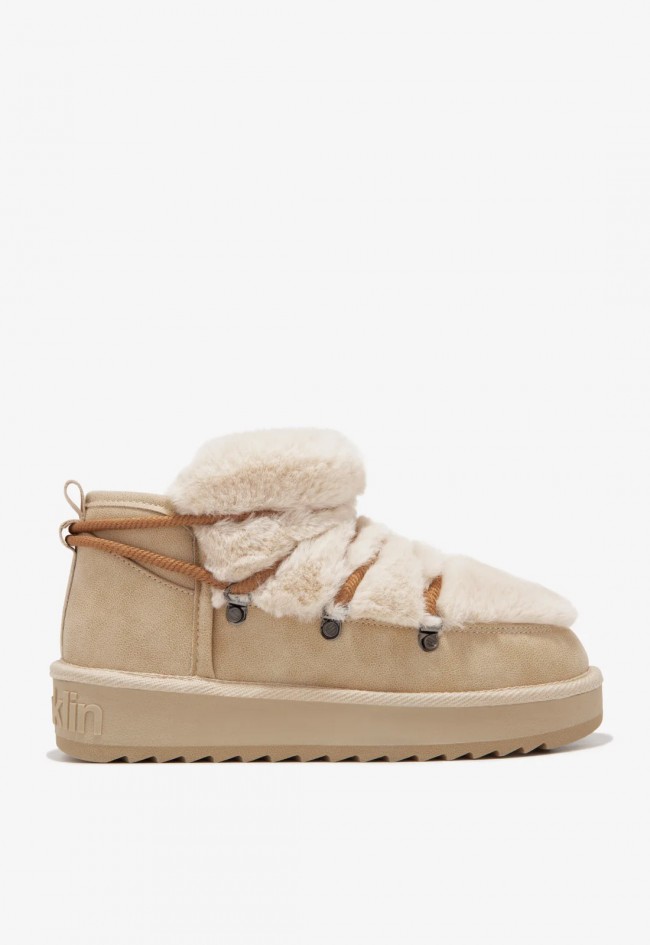 Botines australianos de mujer D.Franklin Nordic Trk Fur Low Beige | Pelo sintético y confort